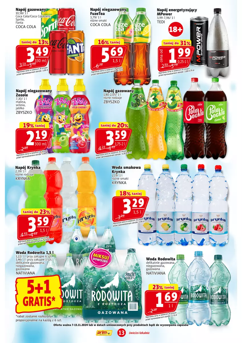 Gazetka promocyjna Prim Market - ważna 07.11 do 13.11.2024 - strona 13 - produkty: Fa, Fanta, Napój, Napój niegazowany, Sprite, Woda