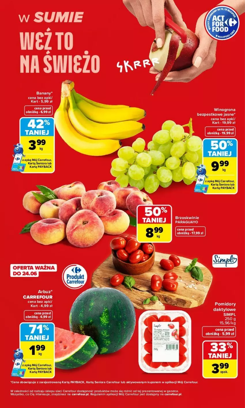 Gazetka promocyjna Carrefour - Gazetka Carrefour, Market w SUMIE weź to na świeżo - ważna 22.06 do 28.06.2026 - strona 5 - produkty: Brzoskwinie, Wino, Winogrona, Winogrona bezpestkowe