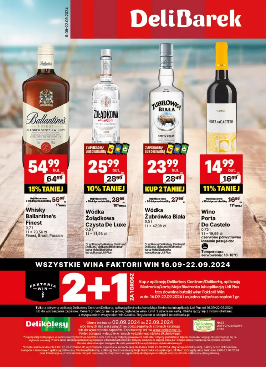 Gazetka promocyjna Delikatesy Centrum - DeliBarek DC37-DC38 - ważna 09.09 do 22.09.2024 - strona 1 - produkty: Ballantine's, Fa, Mola, Orka, Por, Rum, Ser, Whisky, Wino, Wódka