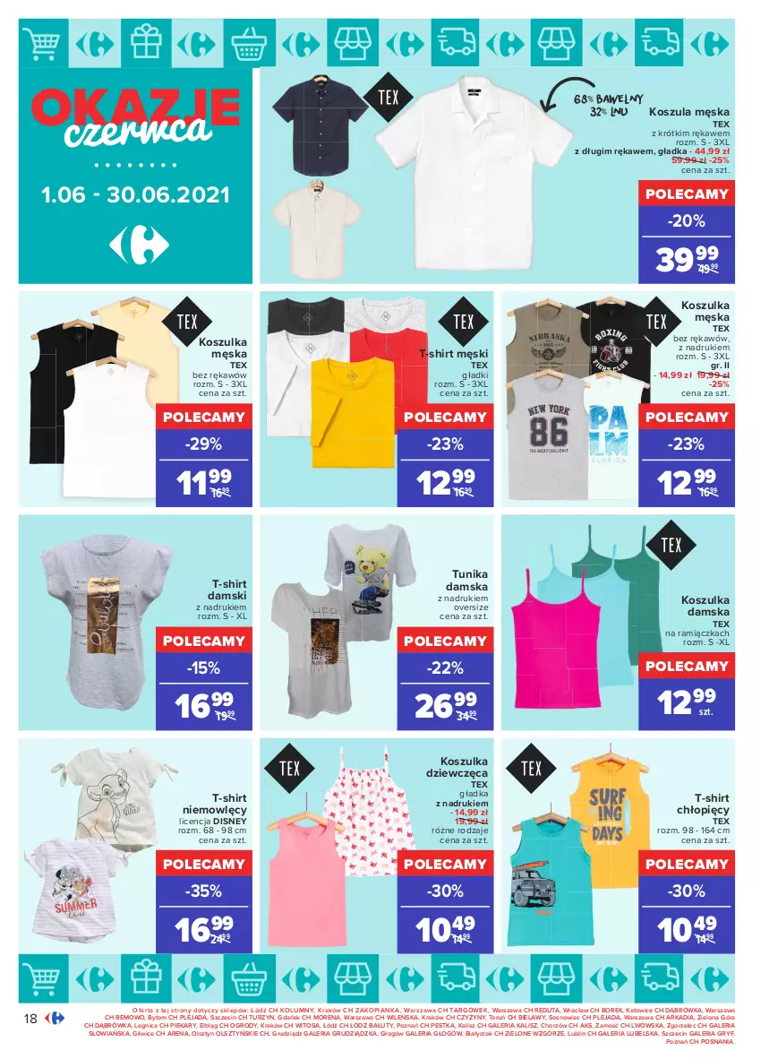 Gazetka promocyjna Carrefour - Gazetka Okazje czerwca - ważna 31.05 do 30.06.2021 - strona 18 - produkty: Disney, Gry, Kosz, Koszula, Koszulka, Sos, T-shirt, Tunika
