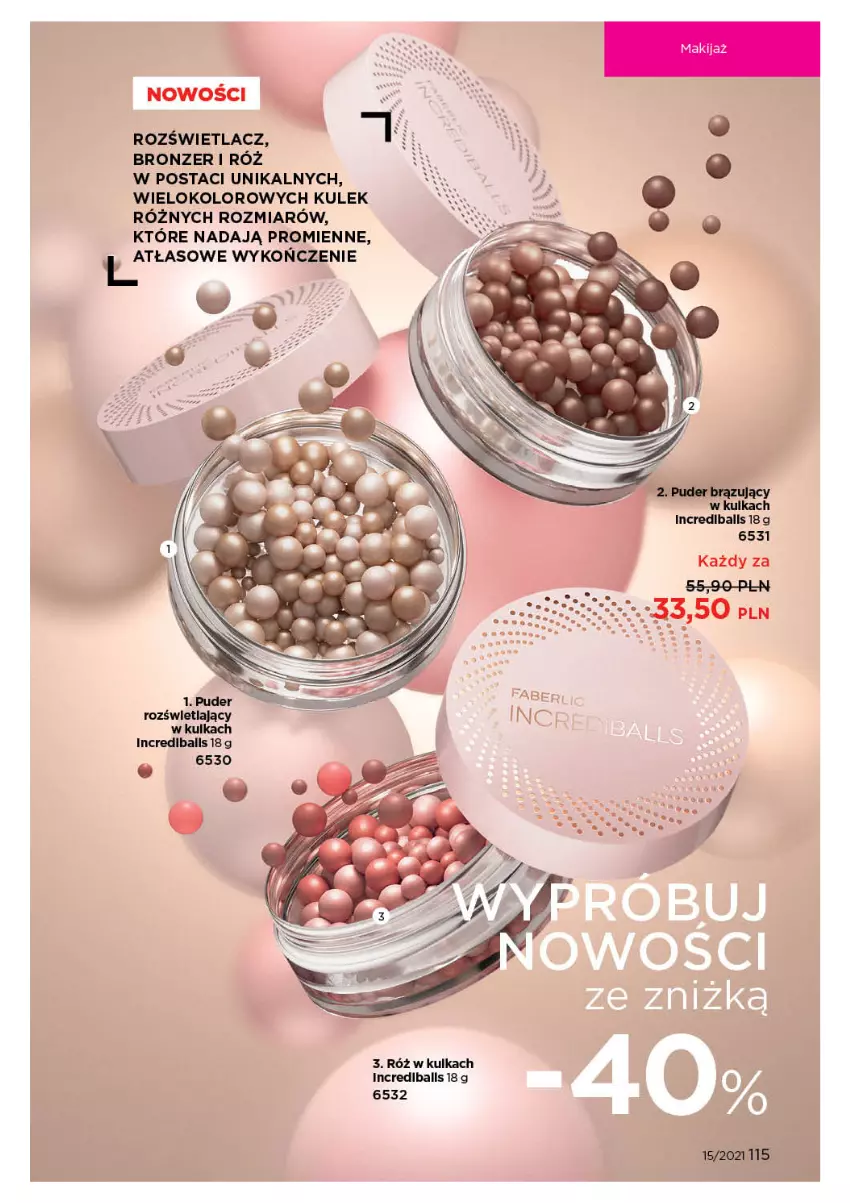 Gazetka promocyjna Faberlic - Gazetka - ważna 11.10 do 31.10.2021 - strona 115 - produkty: Bronzer, Makijaż, Rozświetlacz