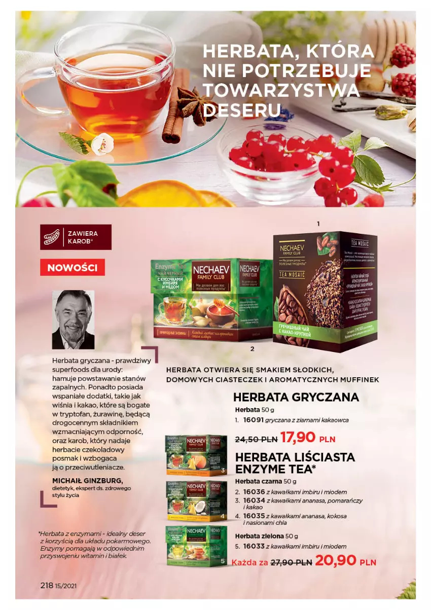 Gazetka promocyjna Faberlic - Gazetka - ważna 11.10 do 31.10.2021 - strona 218 - produkty: Ananas, Chia, Deser, Fa, Gin, Gry, Herbata, Herbata czarna, Imbir, Kakao, Kawa, Kokos, Por, Ser