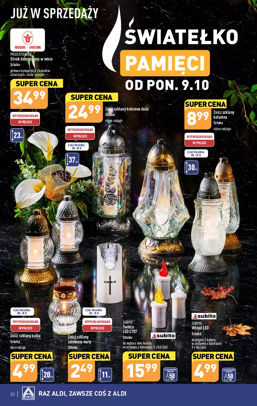 Gazetka promocyjna Aldi - Pełna oferta - ważna 09.10 do 14.10.2023 - strona 32 - produkty: Bateria, Znicz