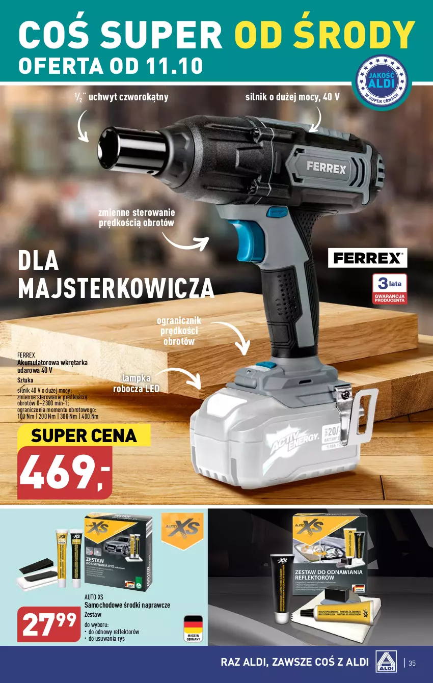 Gazetka promocyjna Aldi - Pełna oferta - ważna 09.10 do 14.10.2023 - strona 35 - produkty: Akumulator, Gra, Reflektor, Tarka, Wkręt, Wkrętarka