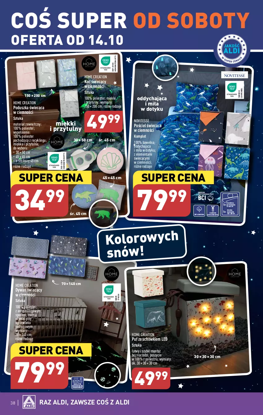 Gazetka promocyjna Aldi - Pełna oferta - ważna 09.10 do 14.10.2023 - strona 38 - produkty: Dywan, Koc, Poduszka, Pościel, Poszewka, Puf, Wełna