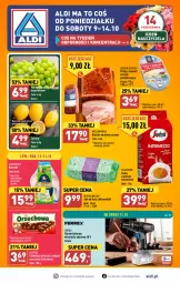 Gazetka promocyjna Aldi - Pełna oferta - Gazetka - ważna od 14.10 do 14.10.2023 - strona 1 - produkty: Kurczak, Sos, Por, Gra, Kawa ziarnista, Jaja, Cytryny, Kawa, Tarka, Golden Seafood, Czekolada mleczna, Wkręt, Winogrona, Czekolada, Kotlin, Wkrętarka, Boczek, Wino, Segafredo, Akumulator, Fa