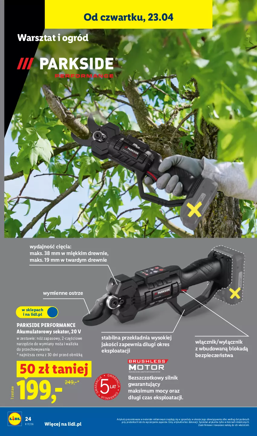 Gazetka promocyjna Lidl - Katalog ważny od 20.04 - ważna 20.04 do 26.04.2026 - strona 36 - produkty: Akumulator, Noż, Ogród, Parkside, Piec, Sekator, Sok, Walizka