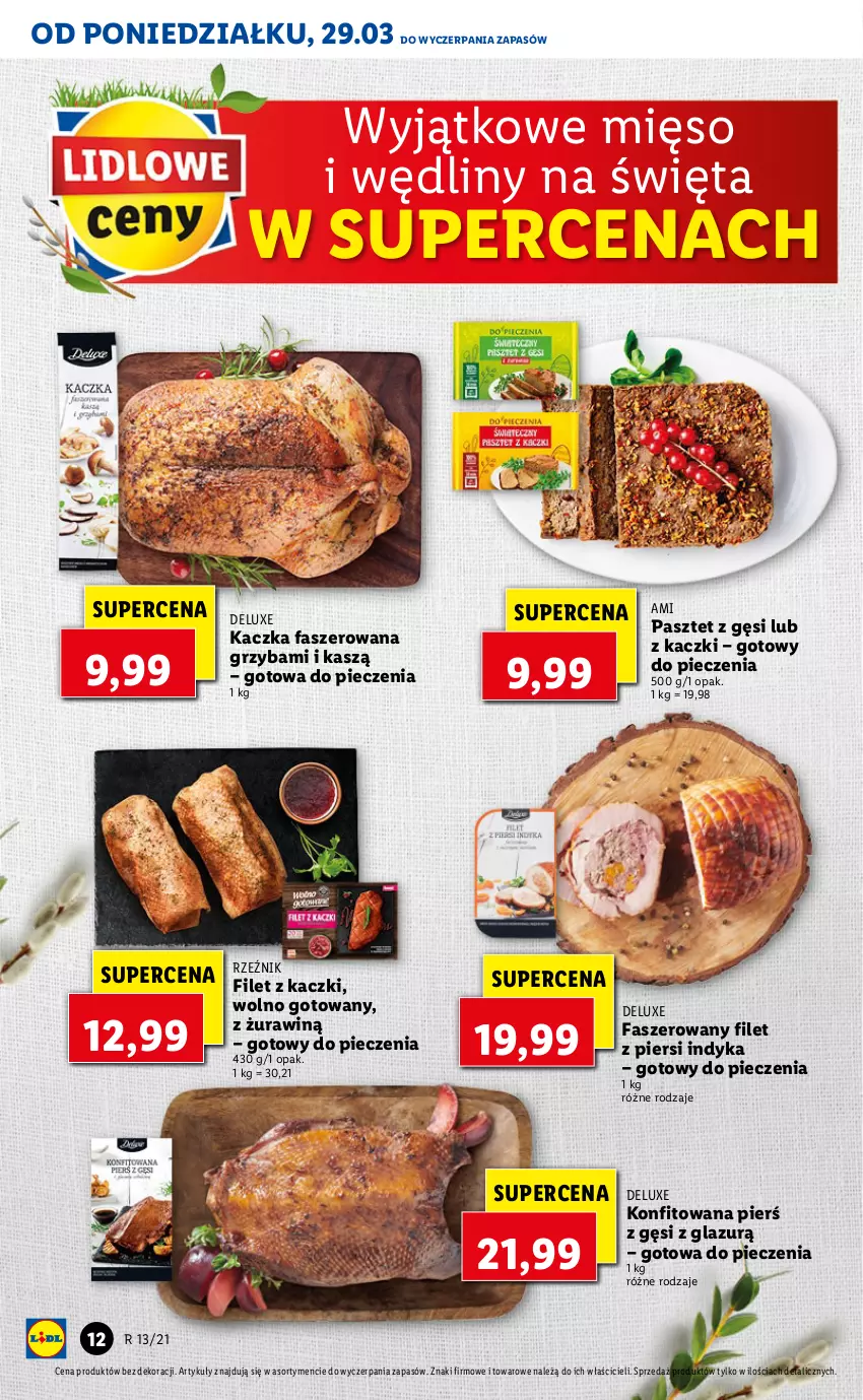 Gazetka promocyjna Lidl - GAZETKA - ważna 29.03 do 31.03.2021 - strona 12 - produkty: Fa, Filet z piersi indyka, Kaczka, Kaczka faszerowana, Lazur, Mięso, Pasztet, Piec