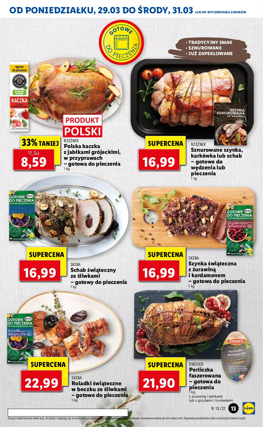 Gazetka promocyjna Lidl - GAZETKA - ważna 29.03 do 31.03.2021 - strona 13 - produkty: Borówka, Fa, Jabłka, Kaczka, Perliczka, Piec, Szynka