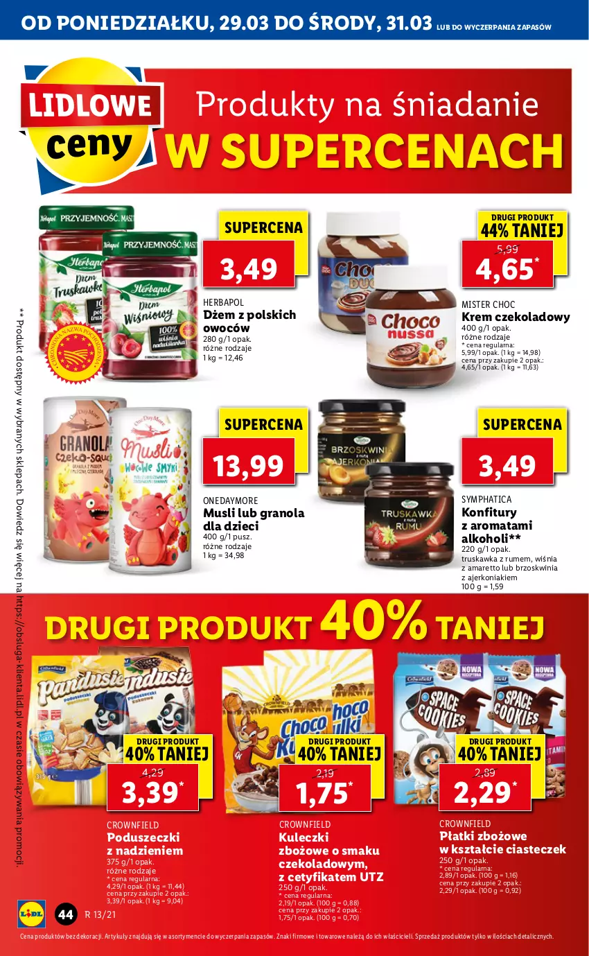 Gazetka promocyjna Lidl - GAZETKA - ważna 29.03 do 31.03.2021 - strona 44 - produkty: Dżem, Dzieci, Gra, Granola, Herbapol, Mus, Rum