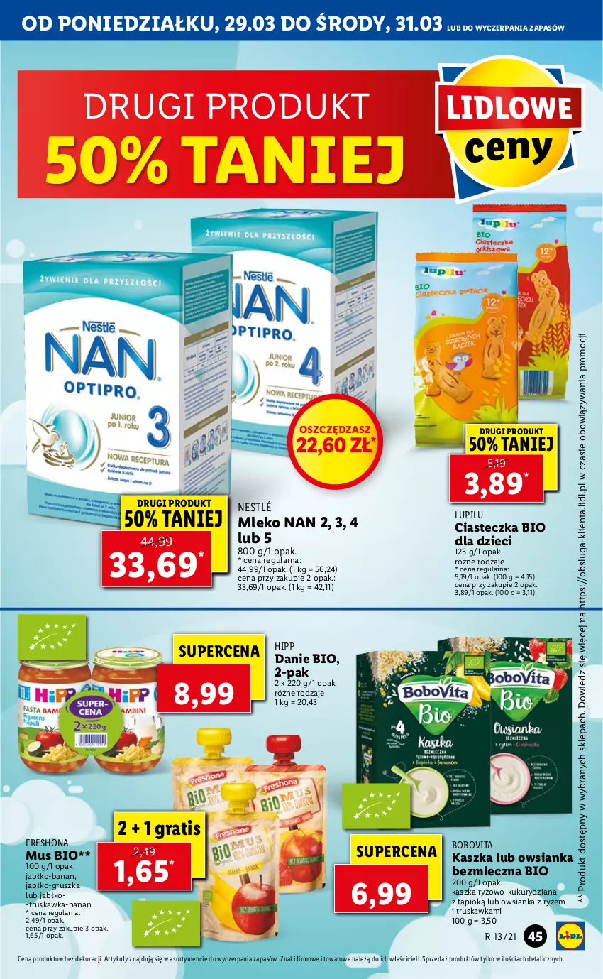 Gazetka promocyjna Lidl - GAZETKA - ważna 29.03 do 31.03.2021 - strona 45 - produkty: BoboVita, Dzieci, Gra, HiPP, Mleko, Mus, Nestlé, Owsianka, Ryż