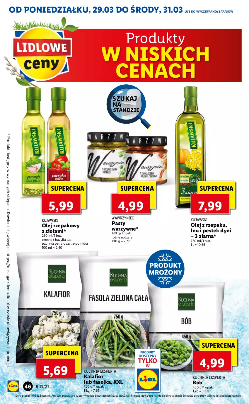 Gazetka promocyjna Lidl - GAZETKA - ważna 29.03 do 31.03.2021 - strona 46 - produkty: Bazyl, Bazylia, Czosnek, Fa, Kalafior, Kuchnia, Kujawski, Olej, Olej rzepakowy, Papryka, Stek