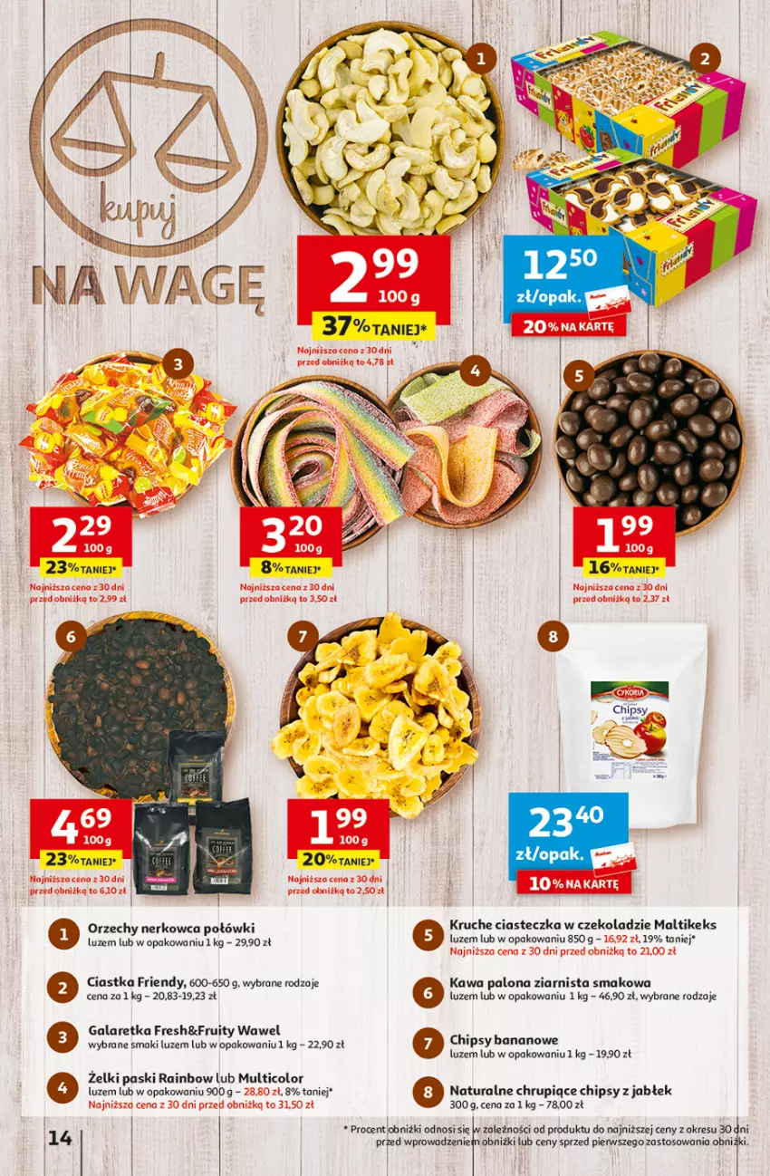 Gazetka promocyjna Auchan - Gazetka TANIE zakupy Hipermarket Auchan - ważna 24.08 do 30.08.2023 - strona 14 - produkty: Chipsy, Ciastka, Gala, Galaretka, Kawa, Wawel