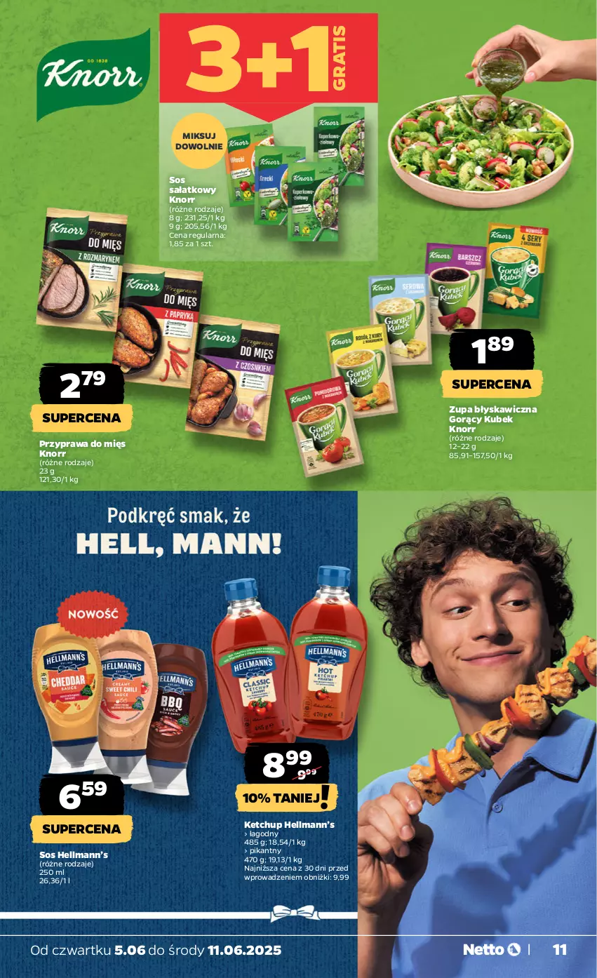 Gazetka promocyjna Netto - Od Czwartku - ważna 05.06 do 11.06.2025 - strona 11 - produkty: Gra, Hellmann’s, Ketchup, Knorr, Kubek, Sałat, Sos, Zupa