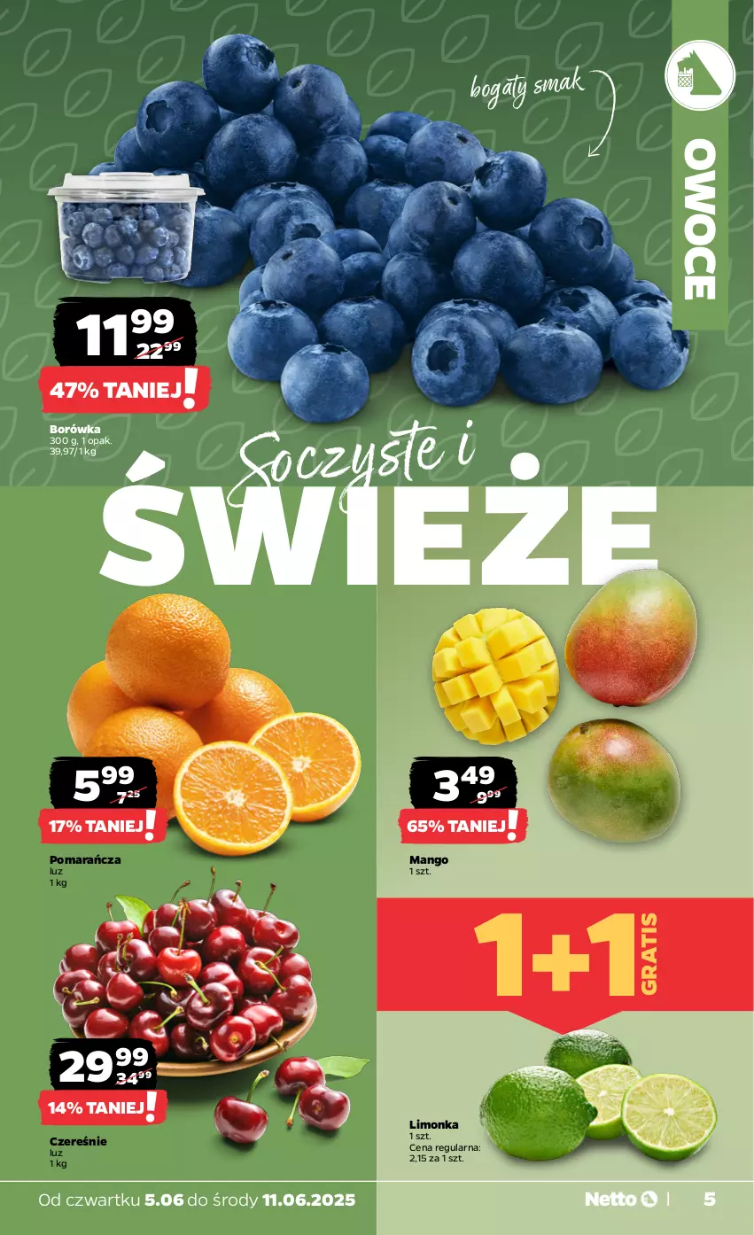 Gazetka promocyjna Netto - Od Czwartku - ważna 05.06 do 11.06.2025 - strona 5 - produkty: Borówka, Gra, Limonka, Mango, Owoce