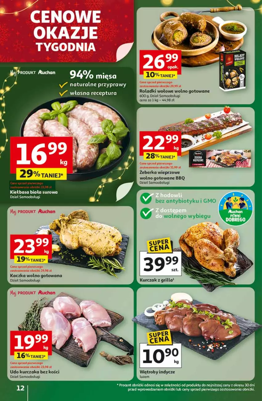 Gazetka promocyjna Auchan - Święta jak babcię kocham Hipermarket - ważna 13.11 do 19.11.2025 - strona 12 - produkty: Gaga, Grill, Kaczka, Kiełbasa, Kiełbasa biała, Kurczak, Por, Przyprawy
