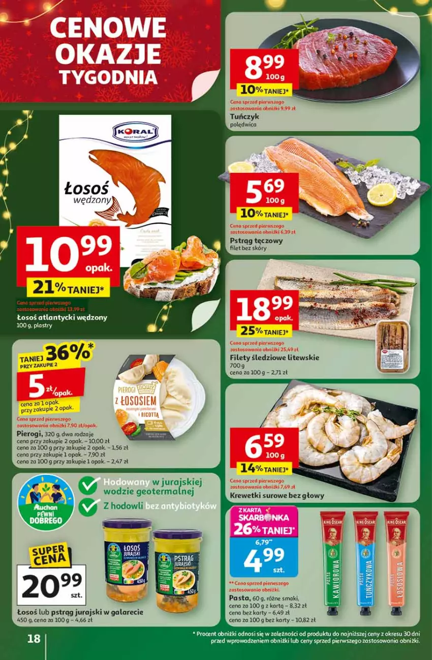 Gazetka promocyjna Auchan - Święta jak babcię kocham Hipermarket - ważna 13.11 do 19.11.2025 - strona 18 - produkty: Gala, Kawior, Pierogi, Polędwica, Por, Pstrąg, Pstrąg tęczowy, Tuńczyk