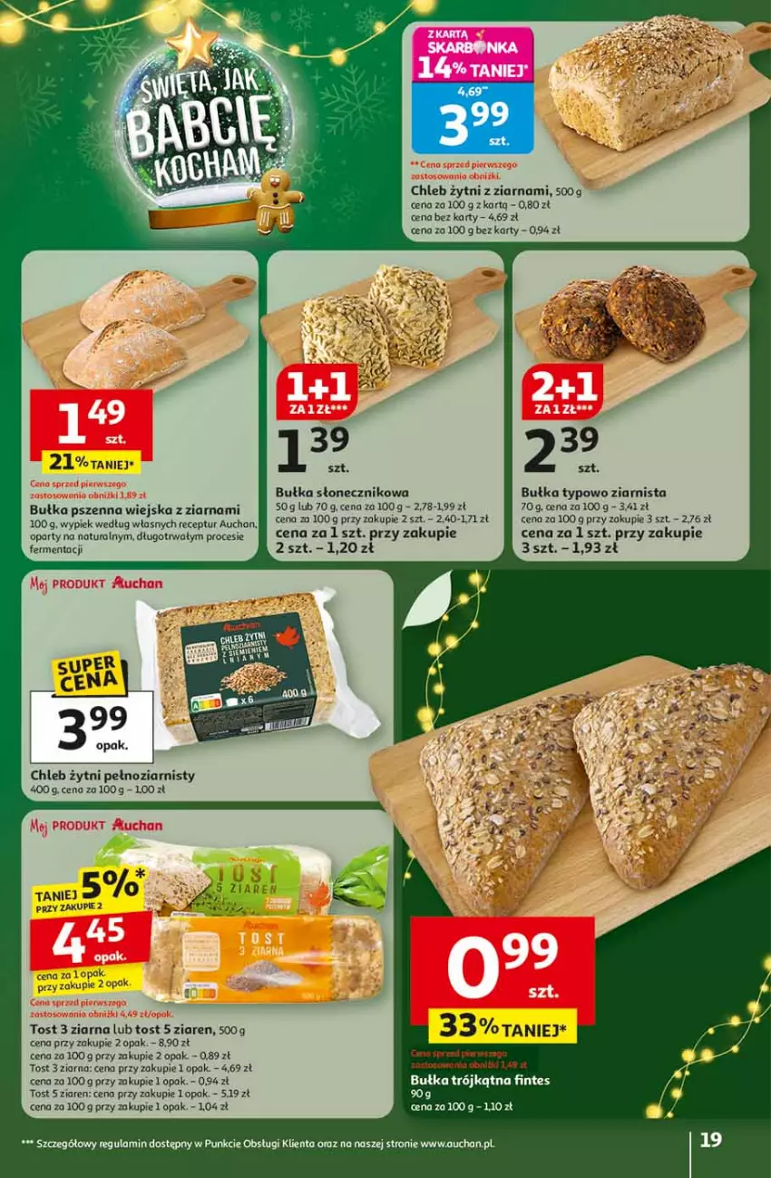 Gazetka promocyjna Auchan - Święta jak babcię kocham Hipermarket - ważna 13.11 do 19.11.2025 - strona 19 - produkty: Bułka, Chleb