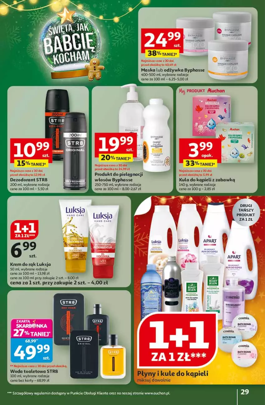 Gazetka promocyjna Auchan - Święta jak babcię kocham Hipermarket - ważna 13.11 do 19.11.2025 - strona 29 - produkty: Dezodorant, Krem do rąk, Luksja, Maska, Odżywka, Str8, Woda, Woda toaletowa