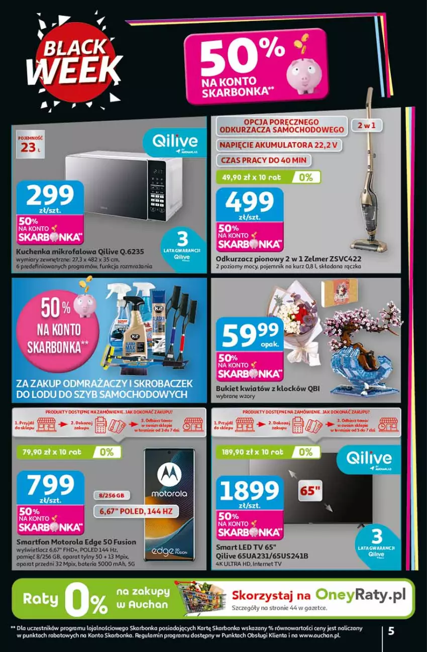 Gazetka promocyjna Auchan - Święta jak babcię kocham Hipermarket - ważna 13.11 do 19.11.2025 - strona 5 - produkty: Akumulator, Bateria, Bukiet, Fa, Fusion, Gra, LED TV, Motorola, Odkurzacz, Pojemnik, Por, Smartfon, Zelmer