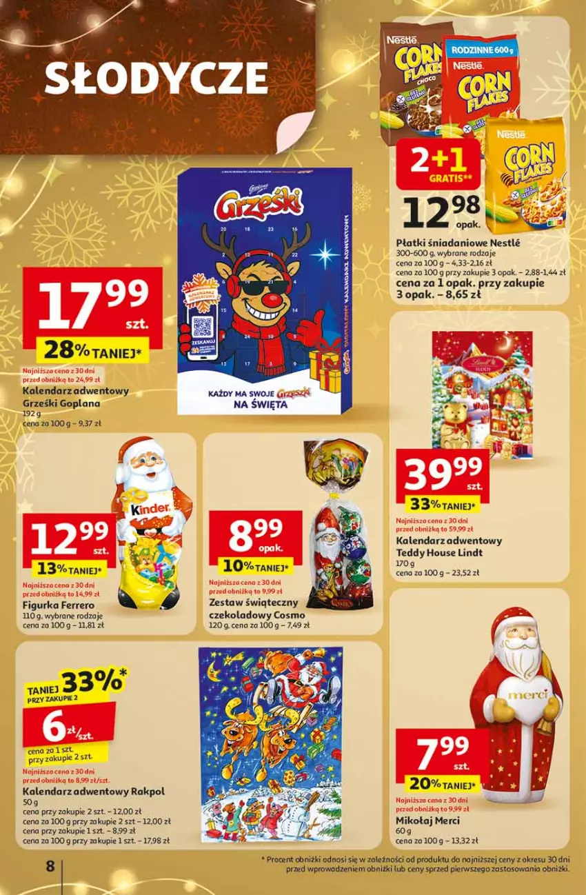 Gazetka promocyjna Auchan - Święta jak babcię kocham Hipermarket - ważna 13.11 do 19.11.2025 - strona 8 - produkty: Danio, Ferrero, Goplana, Grześki, Kalendarz, Kalendarz adwentowy, LANA, Lindt, Merci
