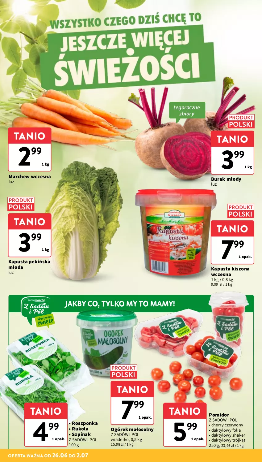 Gazetka promocyjna Intermarche - Gazetka promocyjna - ważna 26.06 do 02.07.2025 - strona 12 - produkty: Ogórek, Roszponka, Rukola, Szpinak
