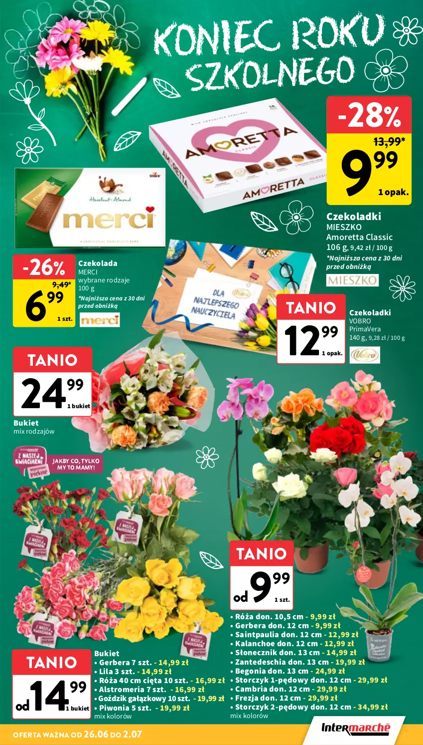 Gazetka promocyjna Intermarche - Gazetka promocyjna - ważna 26.06 do 02.07.2025 - strona 21 - produkty: Bukiet, Chia, Czekolada, Gerber, Kalanchoe, Merci, Piwo, Prima, Primavera, Róża, Storczyk