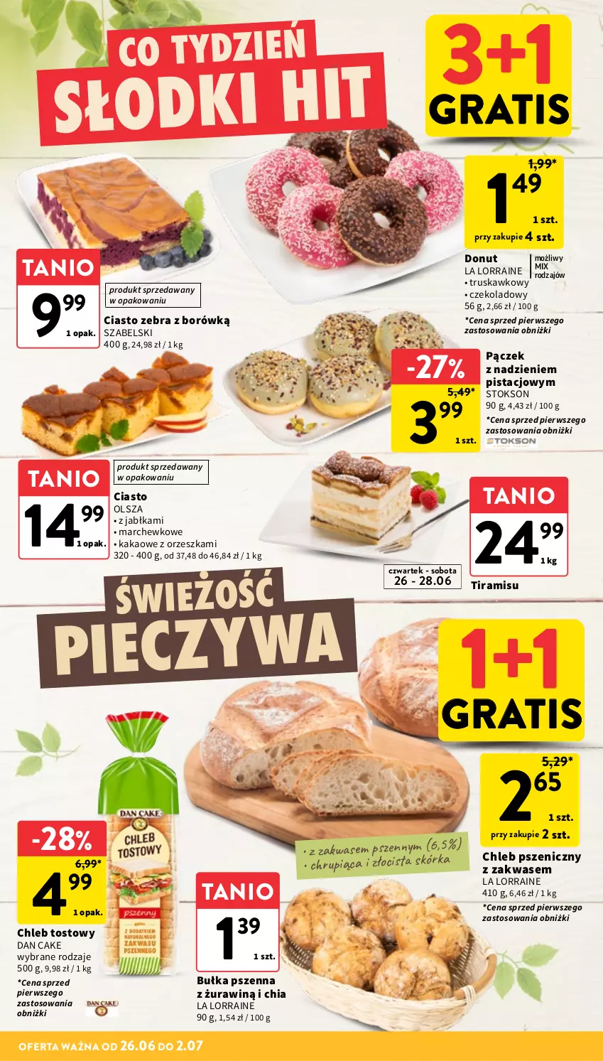Gazetka promocyjna Intermarche - Gazetka promocyjna - ważna 26.06 do 02.07.2025 - strona 22 - produkty: Bułka, Chia, Chleb, Chleb tostowy, Dan Cake, Donut, Gra, Jabłka, Kakao, Pączek, Piec