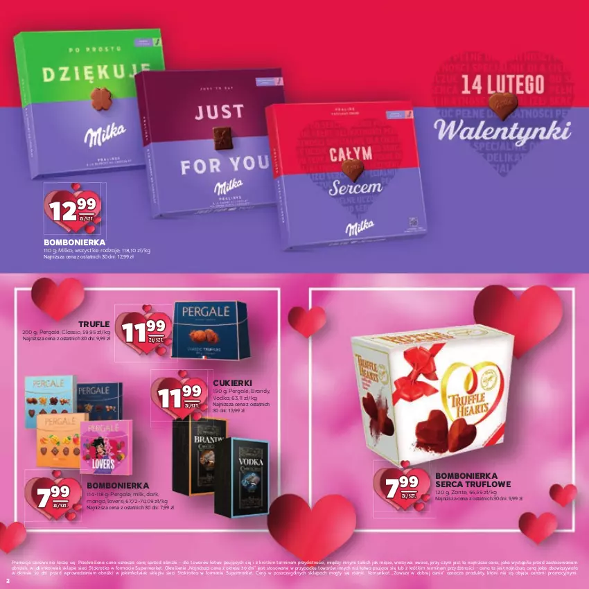 Gazetka promocyjna Stokrotka - Katalog Walentynkowy - ważna 06.02 do 19.02.2025 - strona 2 - produkty: Brandy, Cukier, Cukierki, Mango, Mięso, Milka, Owoce, Ser, Warzywa