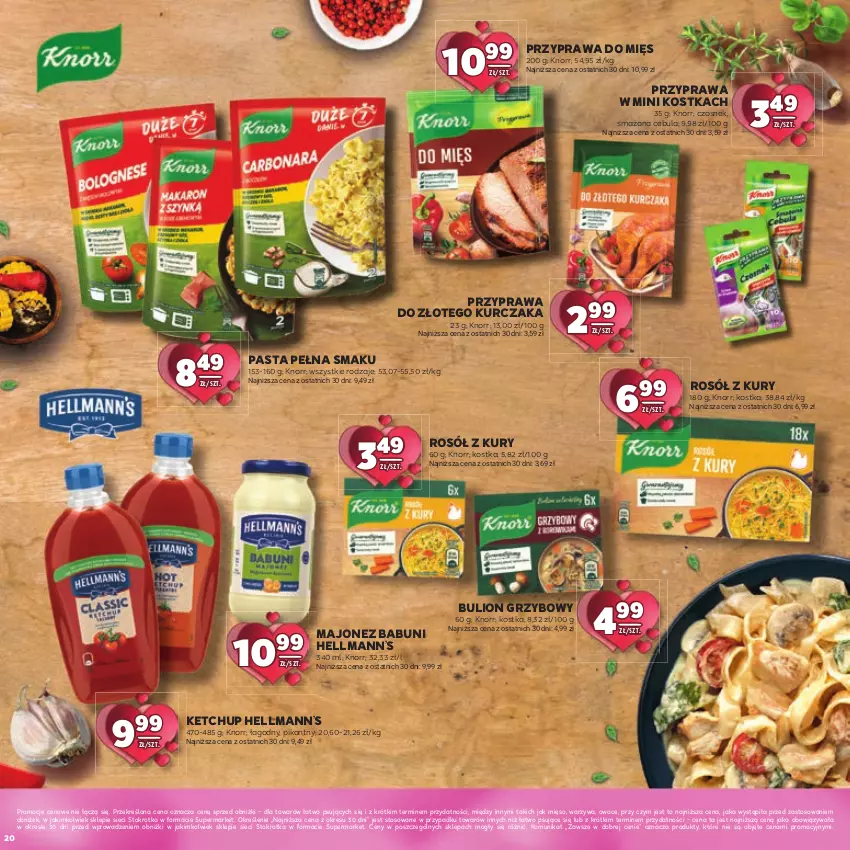 Gazetka promocyjna Stokrotka - Katalog Walentynkowy - ważna 06.02 do 19.02.2025 - strona 20 - produkty: Babuni, Bulion, Cebula, Czosnek, Hellmann’s, Ketchup, Knorr, Kurczak, Lion, Majonez, Mięso, Owoce, Rosół, Warzywa