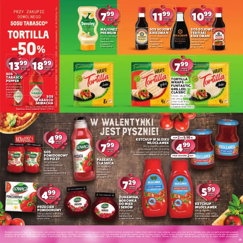 Gazetka promocyjna Stokrotka - Katalog Walentynkowy - ważna 06.02 do 19.02.2025 - strona 23 - produkty: Borówka, Grill, Ketchup, Majonez, Mięso, Owoce, Ser, Sos, Sos pomidorowy, Sos sojowy, Sos tabasco, Tortilla, Warzywa