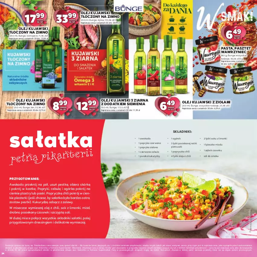 Gazetka promocyjna Stokrotka - Katalog Walentynkowy - ważna 06.02 do 19.02.2025 - strona 24 - produkty: Cebula, Czosnek, Dres, Kujawski, Mięso, Miód, Ogórek, Olej, Ostropes, Owoce, Papryka, Papryka czerwona, Pasztet, Plasterki, Sałat, Sałatka, Sok, Sól, Warzywa