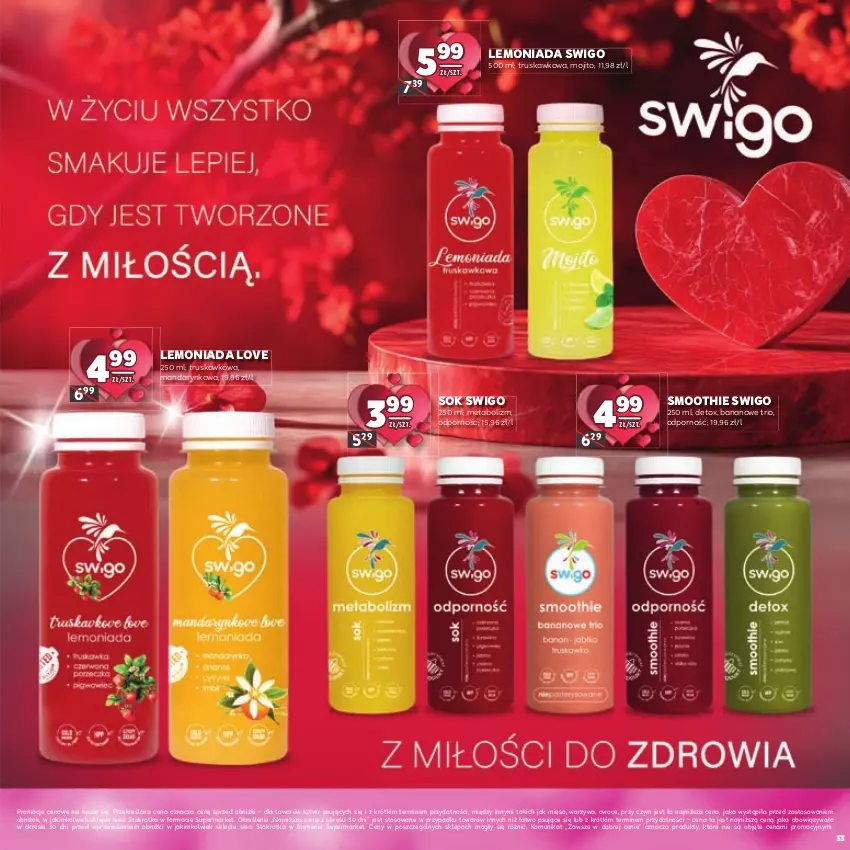 Gazetka promocyjna Stokrotka - Katalog Walentynkowy - ważna 06.02 do 19.02.2025 - strona 33 - produkty: Lemoniada, Mięso, Owoce, Por, Smoothie, Sok, Warzywa