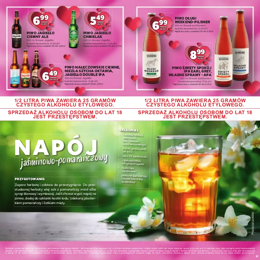 Gazetka promocyjna Stokrotka - Katalog Walentynkowy - ważna 06.02 do 19.02.2025 - strona 37 - produkty: Earl Grey, Gra, Lanki, Mięso, Miód, Napój, Owoce, Piwa, Piwo, Plasterki, Sok, Syrop, Torebka, Warzywa