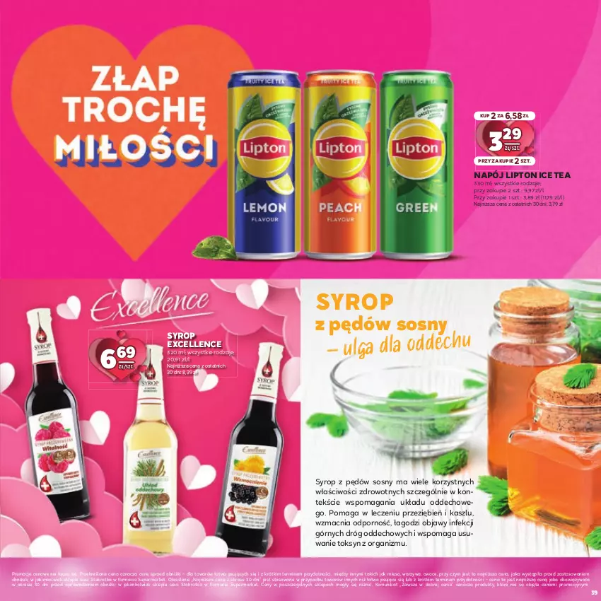 Gazetka promocyjna Stokrotka - Katalog Walentynkowy - ważna 06.02 do 19.02.2025 - strona 39 - produkty: Ice tea, LG, Lipton, Mięso, Napój, Owoce, Por, Sos, Syrop, Warzywa