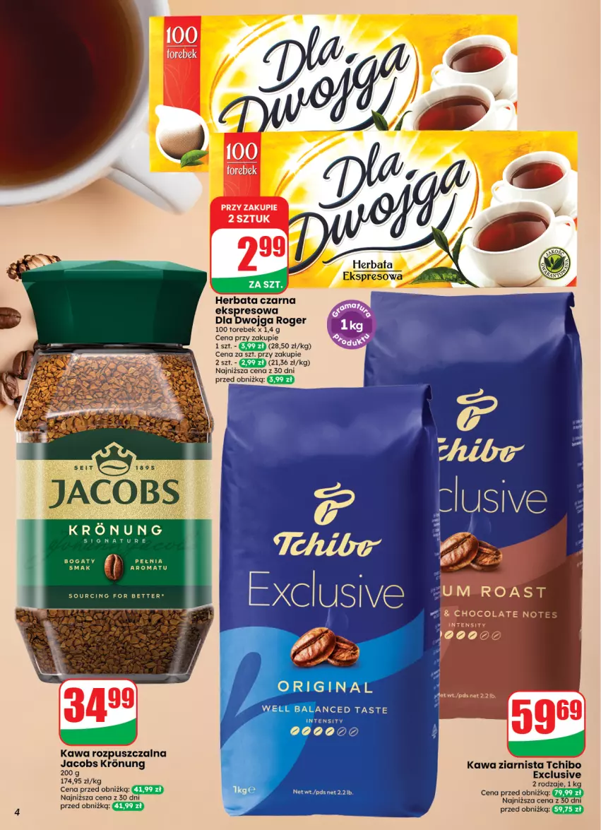 Gazetka promocyjna Dino - Weekendowe okazje - ważna 30.10 do 31.10.2026 - strona 4 - produkty: Herbata, Herbata czarna, Jacobs, Kawa, Kawa rozpuszczalna, Kawa ziarnista, Tchibo