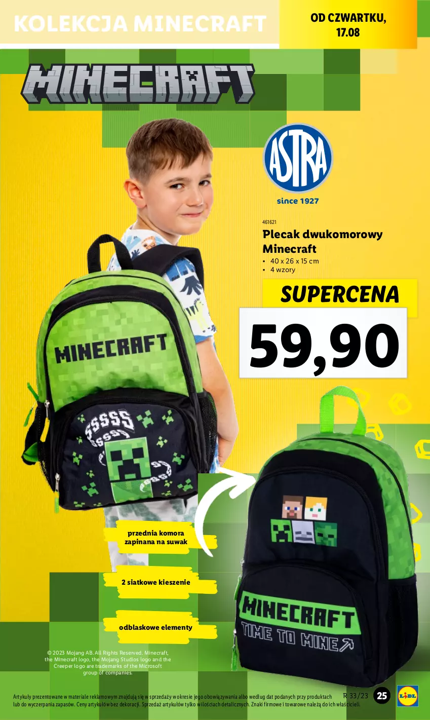 Gazetka promocyjna Lidl - GAZETKA - ważna 14.08 do 19.08.2023 - strona 27 - produkty: Minecraft, Plecak, Ser