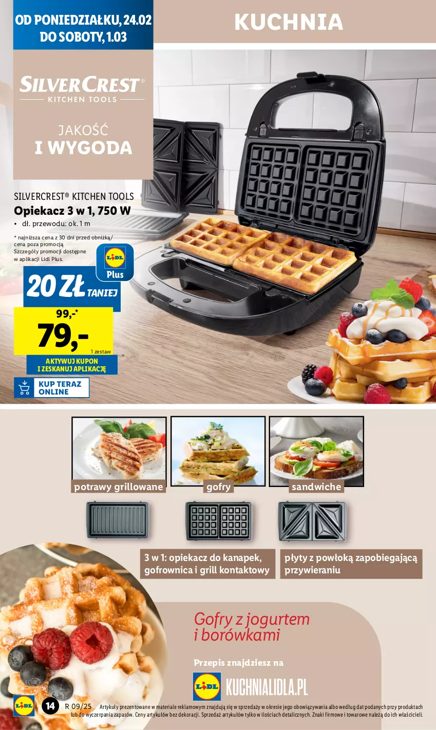 Gazetka promocyjna Lidl - GAZETKA - ważna 24.02 do 01.03.2025 - strona 16 - produkty: Borówka, Gofrownica, Gofry, Grill, Grill kontaktowy, Jogurt, Kuchnia, Opiekacz do kanapek, Silvercrest