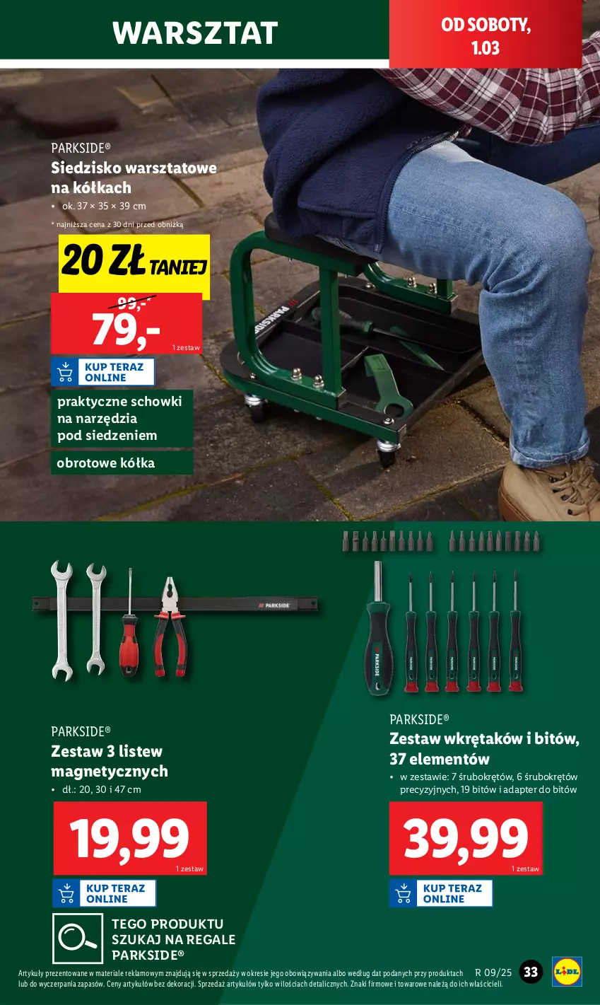 Gazetka promocyjna Lidl - GAZETKA - ważna 24.02 do 01.03.2025 - strona 37 - produkty: Parkside, Siedzisko, Wkręt, Zestaw wkrętaków