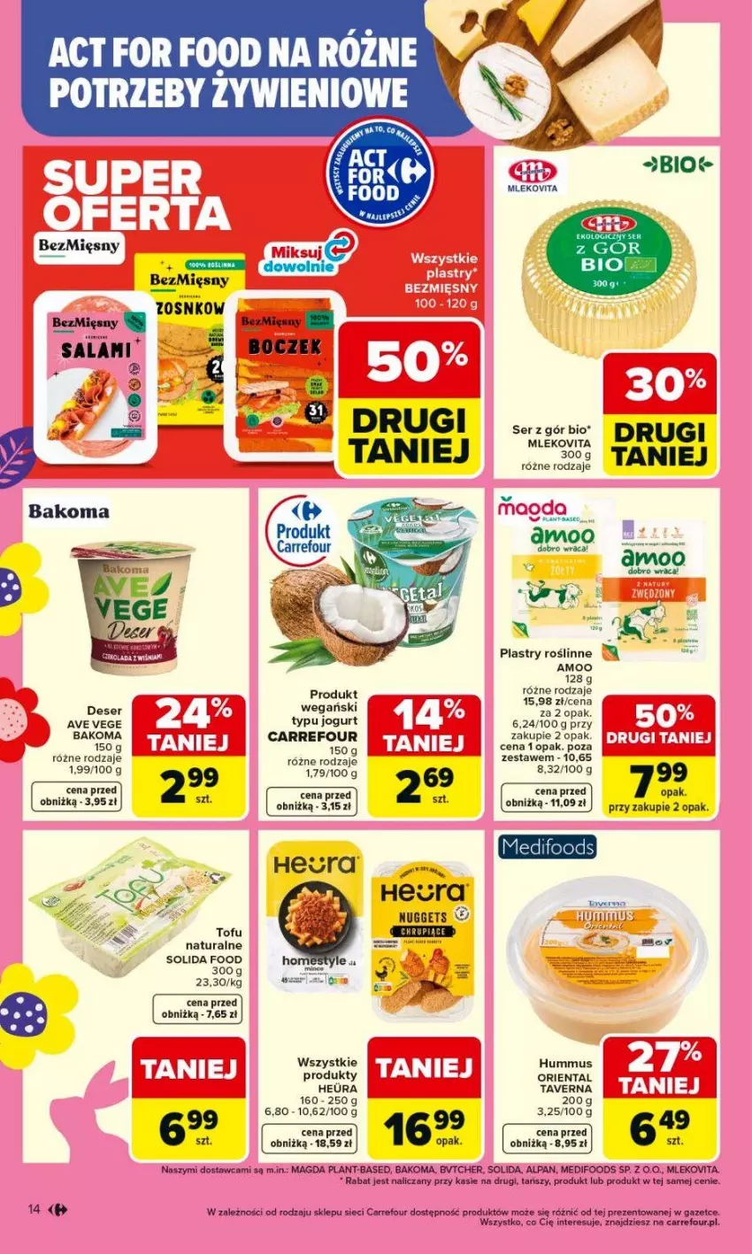 Gazetka promocyjna Carrefour - Gazetka Carrefour, Market od poniedziałku! - ważna 16.03 do 21.03.2026 - strona 16 - produkty: Bakoma, Boczek, Deser, Hummus, Jogurt, Mleko, Mlekovita, Mus, Salami, Ser, Tofu