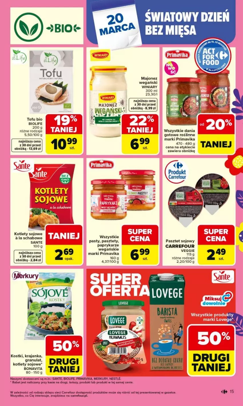 Gazetka promocyjna Carrefour - Gazetka Carrefour, Market od poniedziałku! - ważna 16.03 do 21.03.2026 - strona 17 - produkty: Babka, Hummus, Kotlet, Majonez, Mus, Pasztet, Prima, Primavika, Sante, Winiary