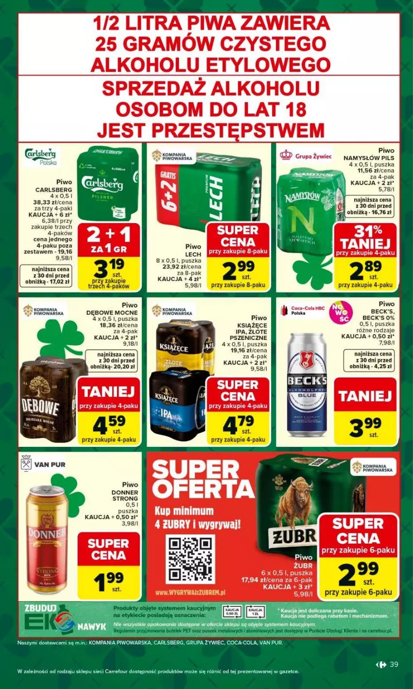 Gazetka promocyjna Carrefour - Gazetka Carrefour, Market od poniedziałku! - ważna 16.03 do 21.03.2026 - strona 41 - produkty: Carlsberg, Coca-Cola, Książęce, Namysłów, Piwo, Pur, Rura