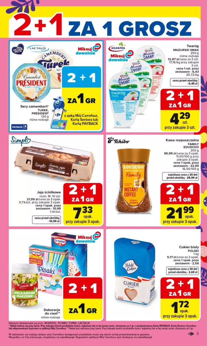 Gazetka promocyjna Carrefour - Gazetka Carrefour, Market od poniedziałku! - ważna 16.03 do 21.03.2026 - strona 5 - produkty: Camembert, Cukier, Fa, Jaja, Kawa, Kawa rozpuszczalna, Ser, Tchibo