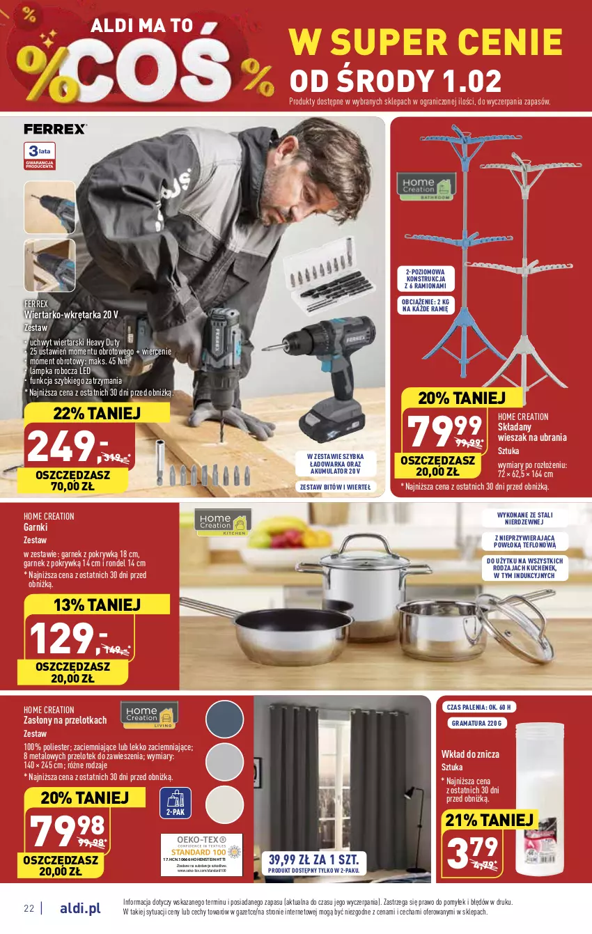 Gazetka promocyjna Aldi - Pełny katalog - ważna 30.01 do 04.02.2023 - strona 22 - produkty: Akumulator, Garnek, Gra, Rama, Rondel, Tarka, Ubrania, Warka, Wieszak, Wkręt, Wkrętarka, Znicz