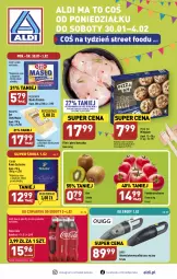 Gazetka promocyjna Aldi - Pełny katalog - Gazetka - ważna od 04.02 do 04.02.2023 - strona 1 - produkty: Kurczak, Tchibo, Odkurzacz, Ser, Por, Gra, Filet z piersi kurczaka, Złoty Mazur, Kawa, Kiwi, Coca-Cola, Mlekovita, Pizza, Masło, Pomidory, Akumulator, Mleko, Fa