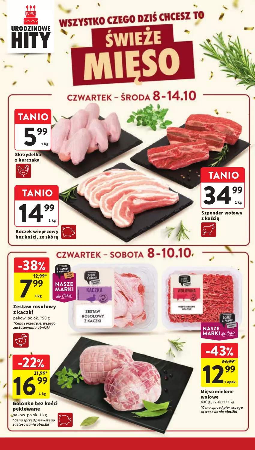 Gazetka promocyjna Intermarche - Gazetka promocyjna - ważna 08.10 do 14.10.2026 - strona 14 - produkty: Boczek, Boczek wieprzowy, Kurczak, Mięso, Mięso mielone, Skrzydełka z kurczaka, Szponder wołowy, Zestaw rosołowy z kaczki