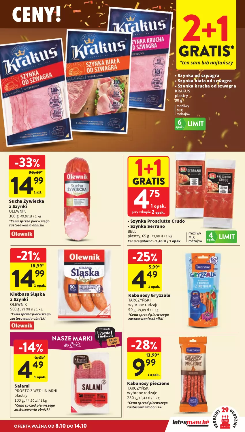 Gazetka promocyjna Intermarche - Gazetka promocyjna - ważna 08.10 do 14.10.2026 - strona 17 - produkty: Bell, Gra, Gry, Kabanos, Kiełbasa, Kiełbasa śląska, Krakus, Olewnik, Piec, Prosciutto, Salami, Ser, Szynka, Szynka biała, Tarczyński