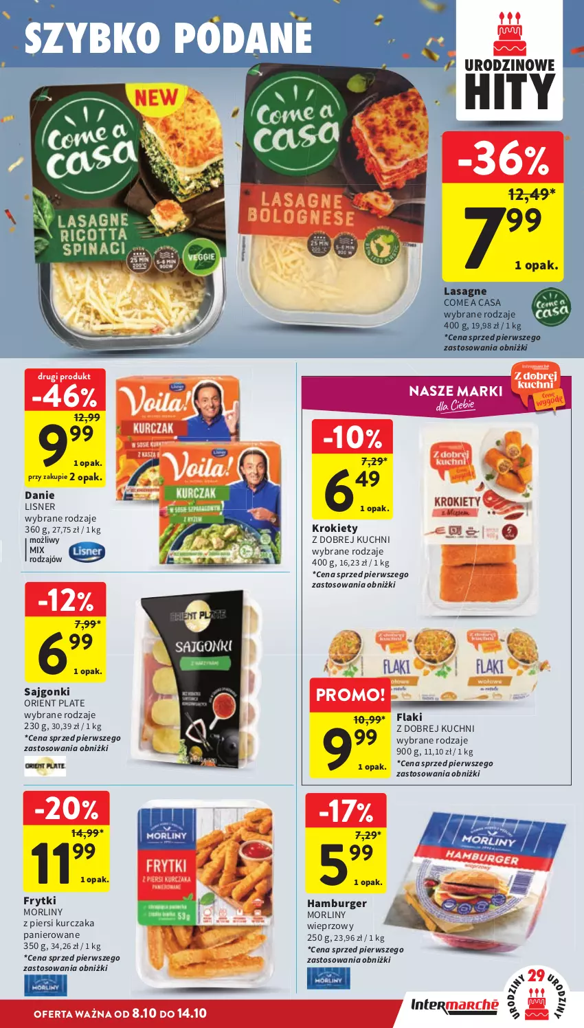 Gazetka promocyjna Intermarche - Gazetka promocyjna - ważna 08.10 do 14.10.2026 - strona 21 - produkty: Burger, Flaki, Frytki, Hamburger, Krokiety, Kurczak, Lasagne, Lisner, Morliny, Sajgonki