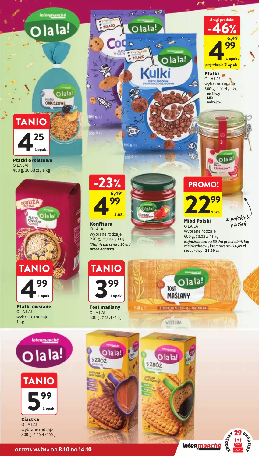 Gazetka promocyjna Intermarche - Gazetka promocyjna - ważna 08.10 do 14.10.2026 - strona 25 - produkty: Ciastka, Konfitura, Miód, Płatki orkiszowe, Płatki owsiane