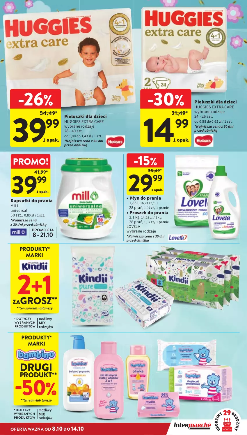 Gazetka promocyjna Intermarche - Gazetka promocyjna - ważna 08.10 do 14.10.2026 - strona 37 - produkty: Dzieci, Huggies, Kapsułki do prania, Lovela, Płyn do prania, Proszek do prania